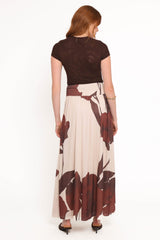 Cascade Maxi Skirt - Cream Brown Floral
