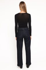 Jacinta Button Down Slim Wide Jean - Dark Wash
