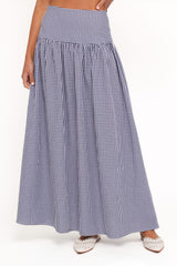 Laurita Maxi Skirt - Navy Gingham