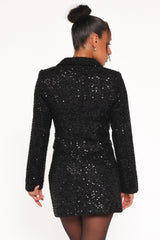 Valentina Tweed Sequins Mini Skirt - Black