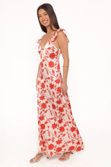 Enala Maxi Dress - Red Floral