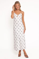 Jamila Midi Dress - White Polka Dot