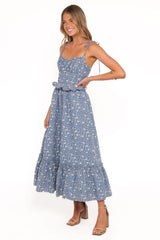 Karie Midi Dress - Blue Floral