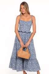 Karie Midi Dress - Blue Floral
