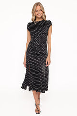Lisbeth Midi Dress - Black Polka Dot
