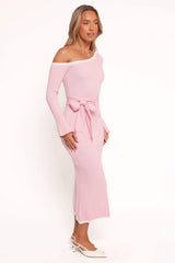 Milan Off Shoulder Midi Dress - Pink