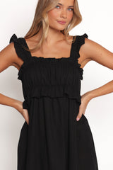 Ross Frill Strap Maxi Dress - Black