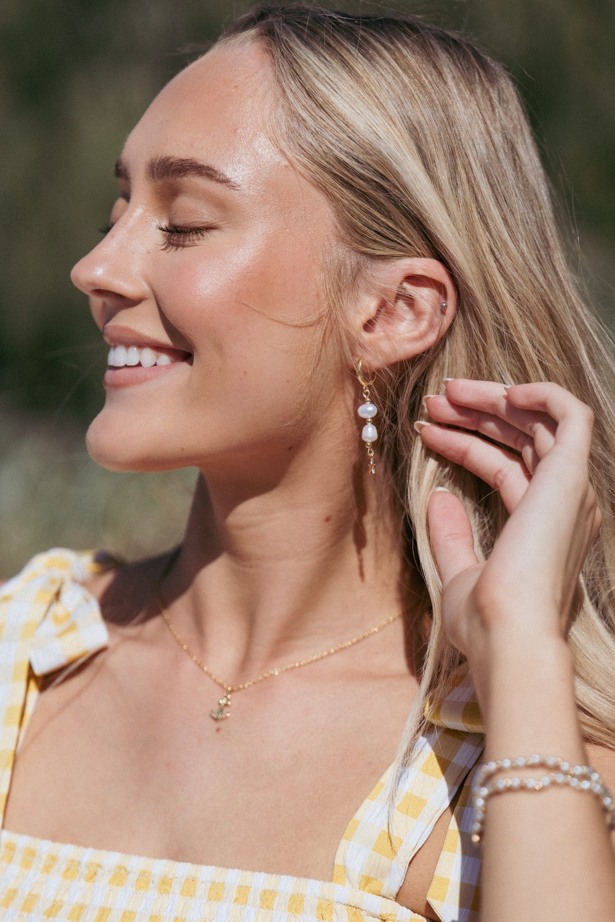 Belize Earrings - Gold/Pearl
