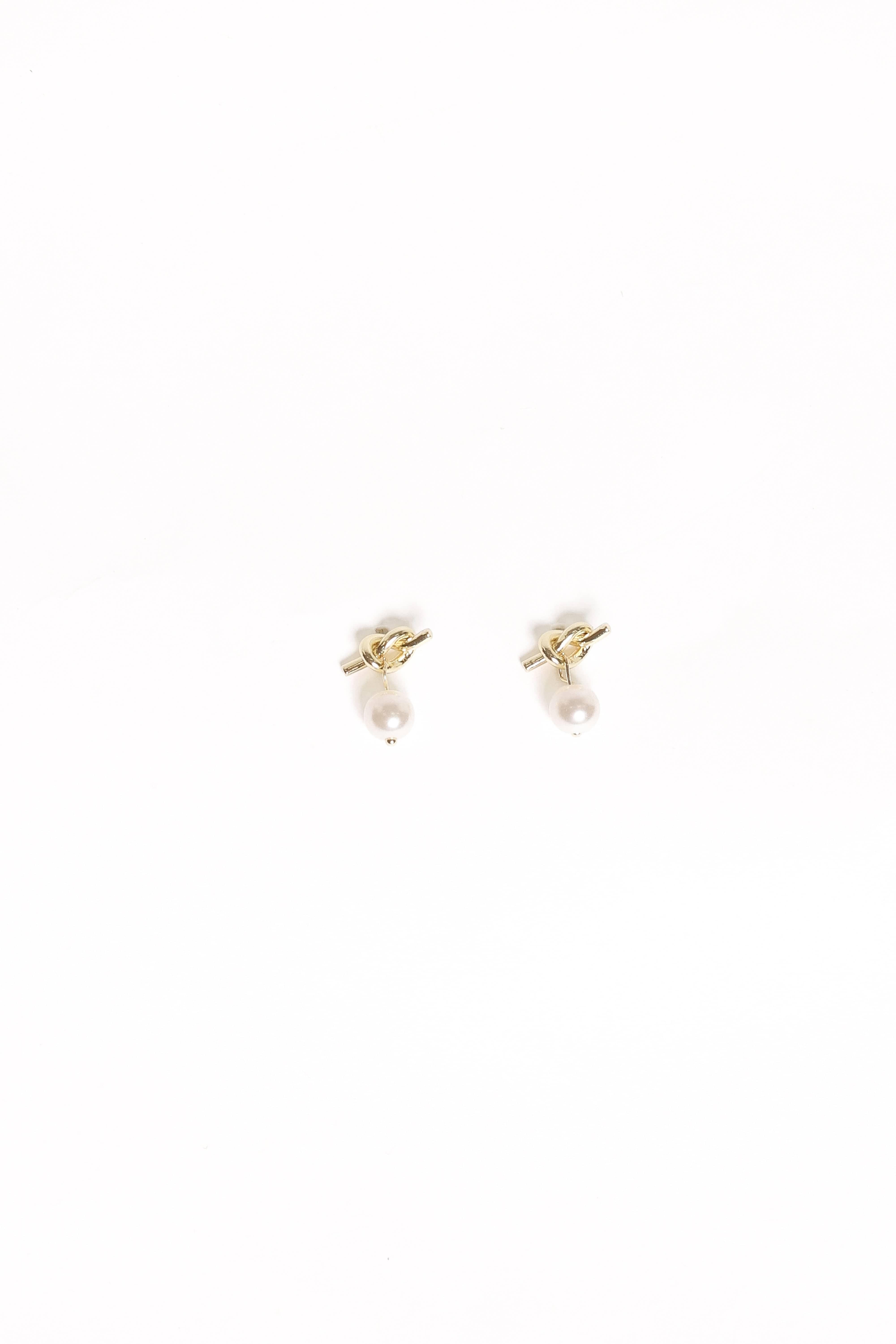 Valentina Knot Earrings - Gold/Pearl