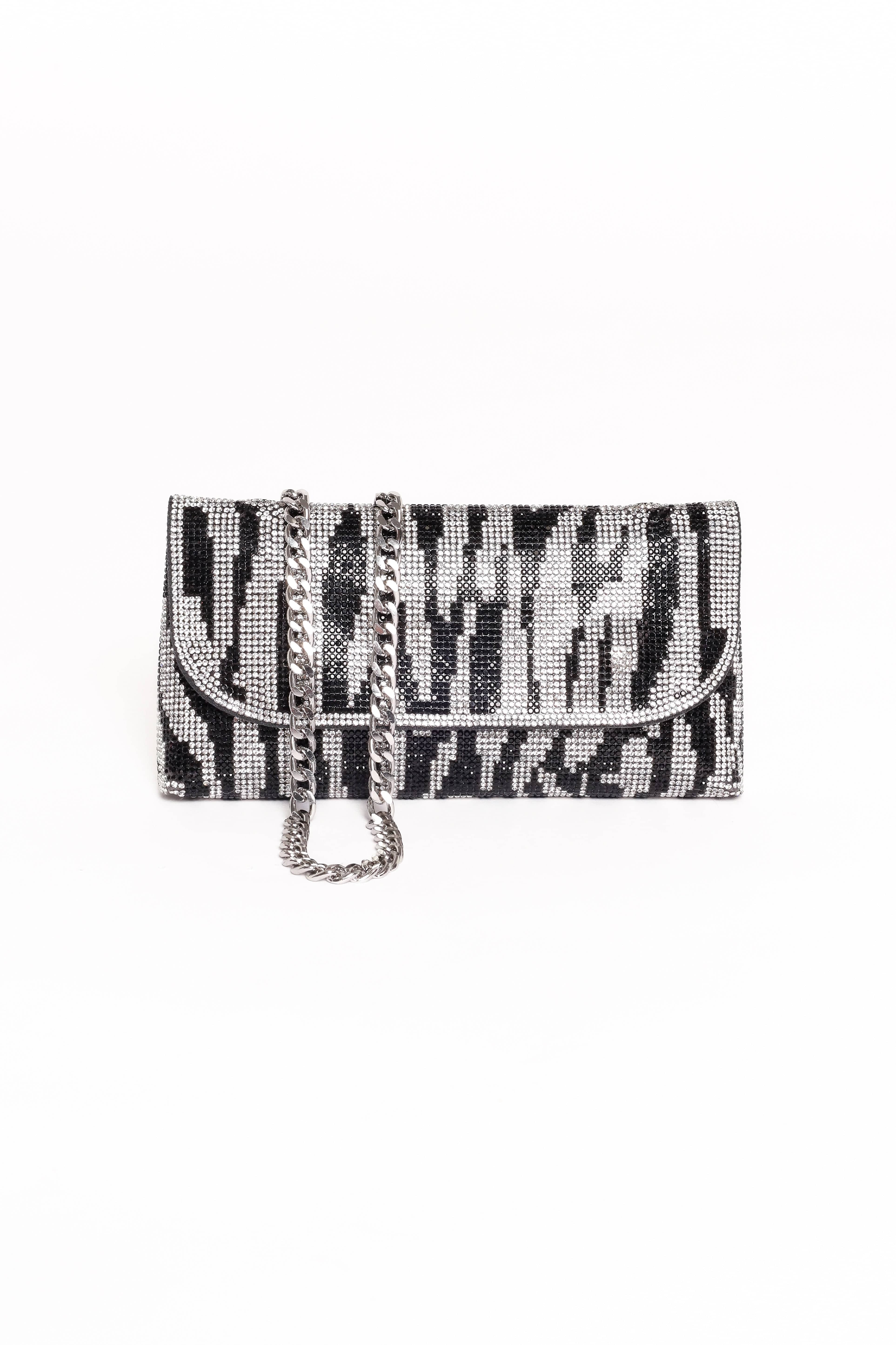 Zara Embellished Bag - Zebra