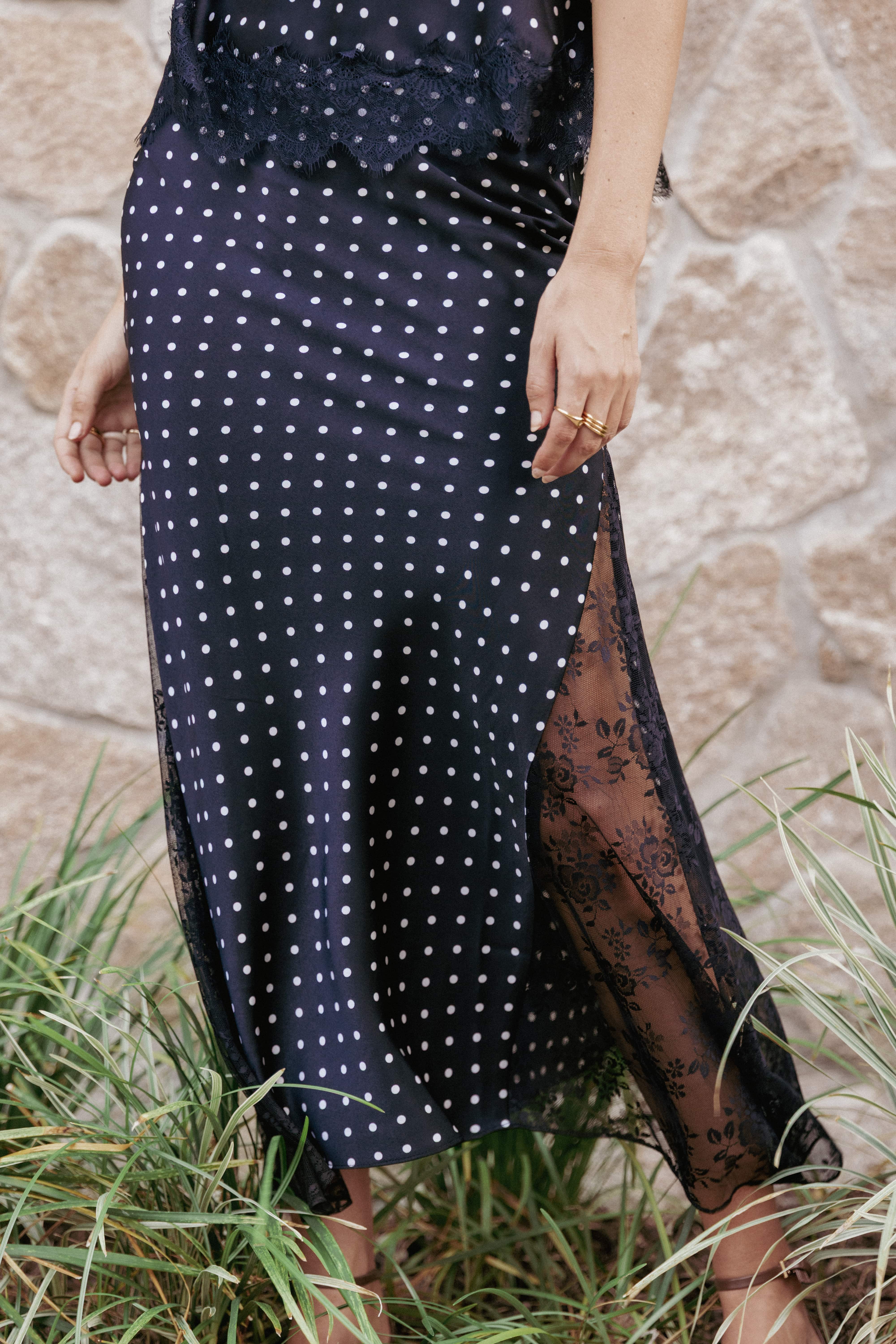 Ailbhe Lace Skirt - Black Polka Dot