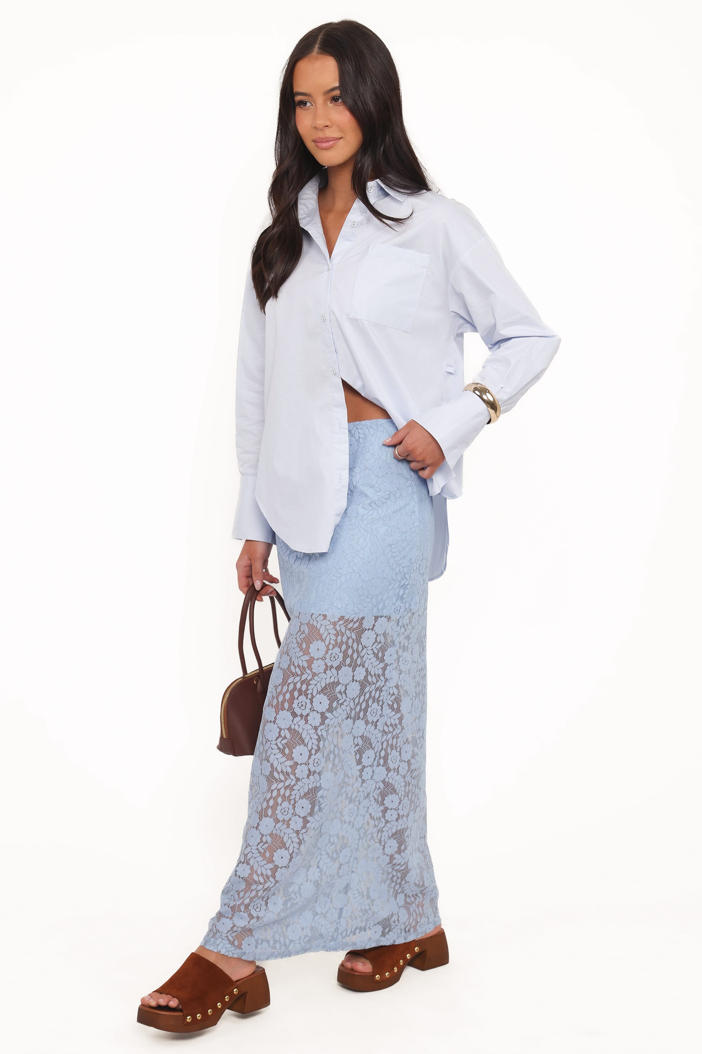 Brittany Lace Maxi Skirt - Blue