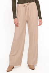 Davis Pleated Knit Pant - Beige