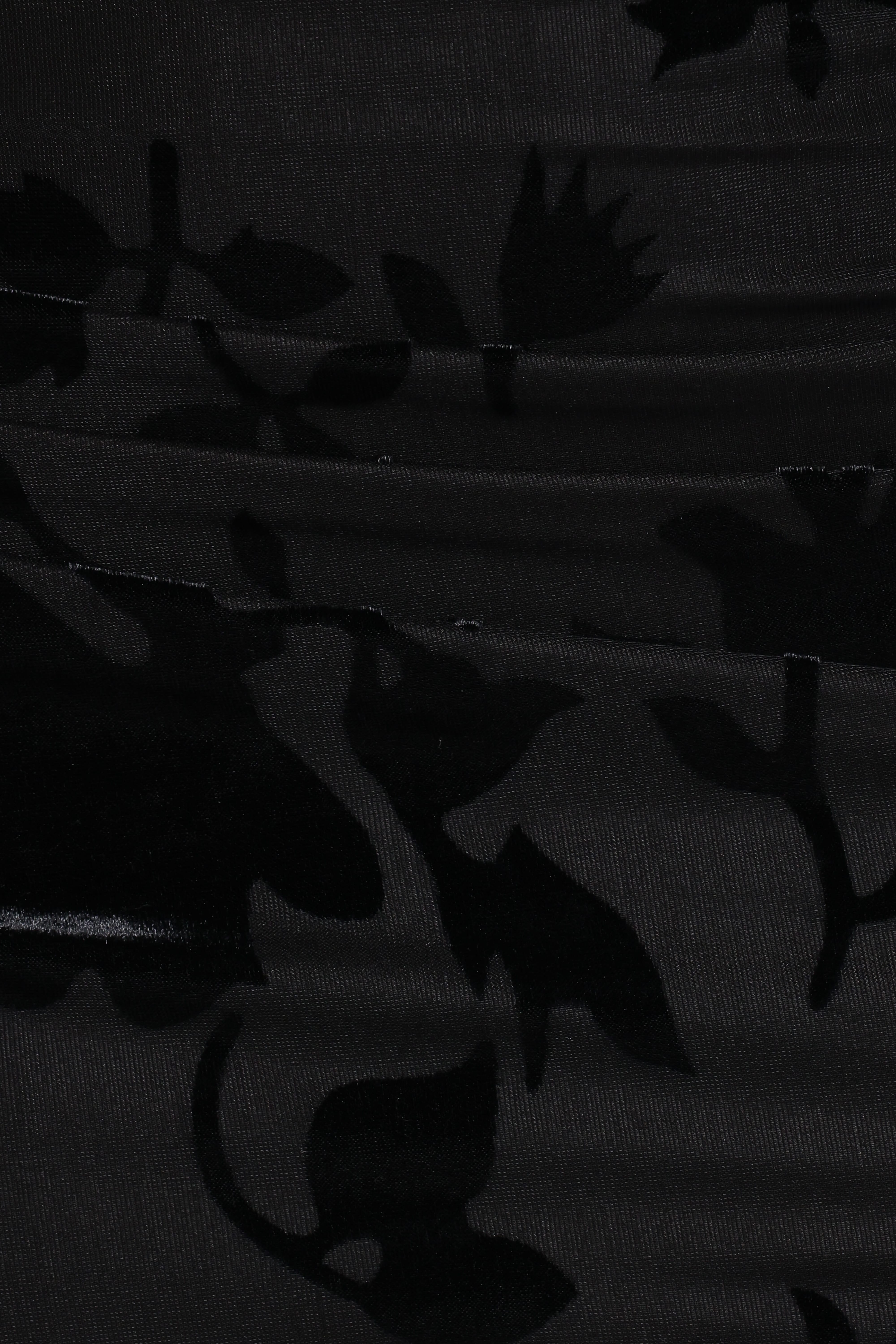 Emily Burnout Velvet Skirt - Black