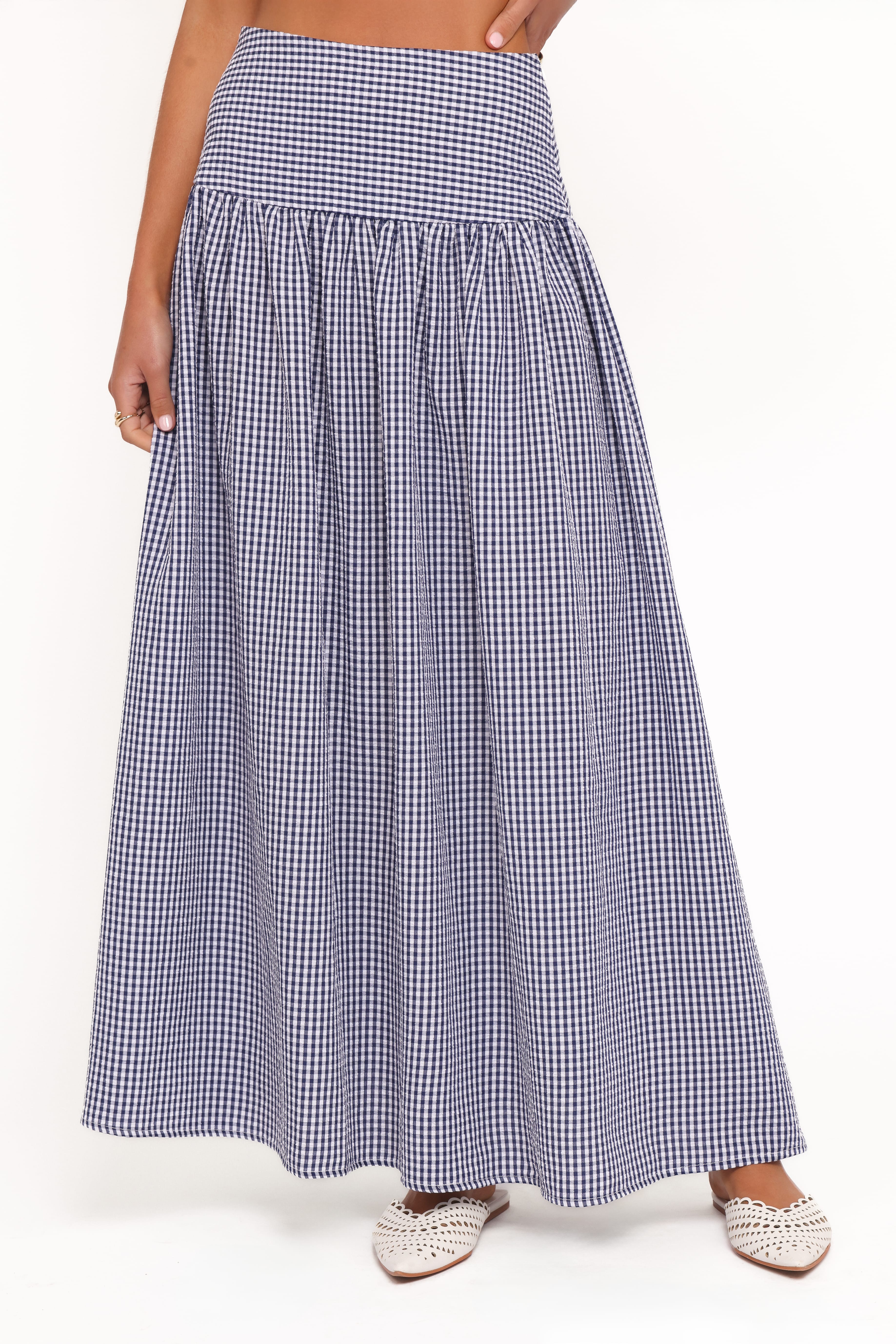 Laurita Maxi Skirt - Navy Gingham