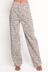 Leila Printed Wide Leg Jean - Leopard