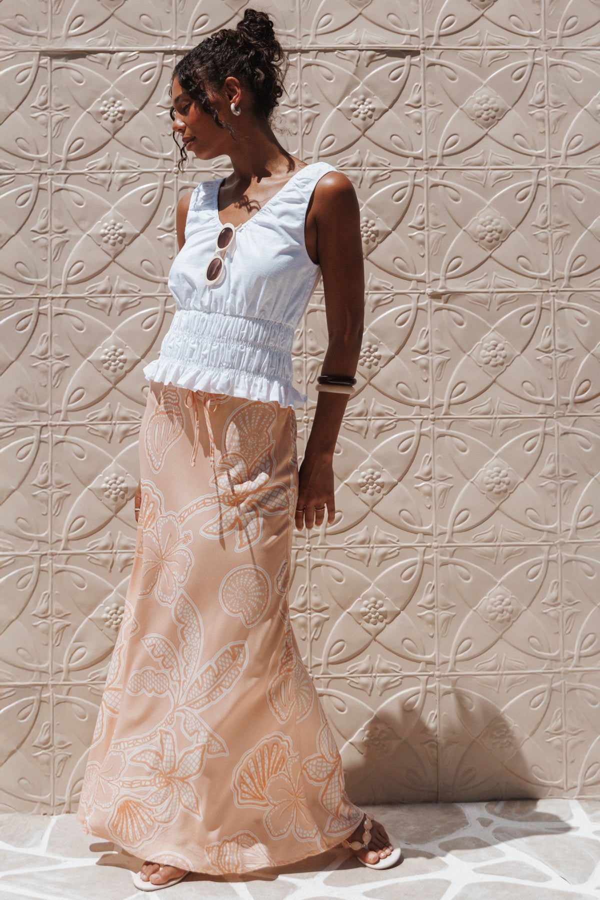 Marissa Maxi Skirt - Peach Floral