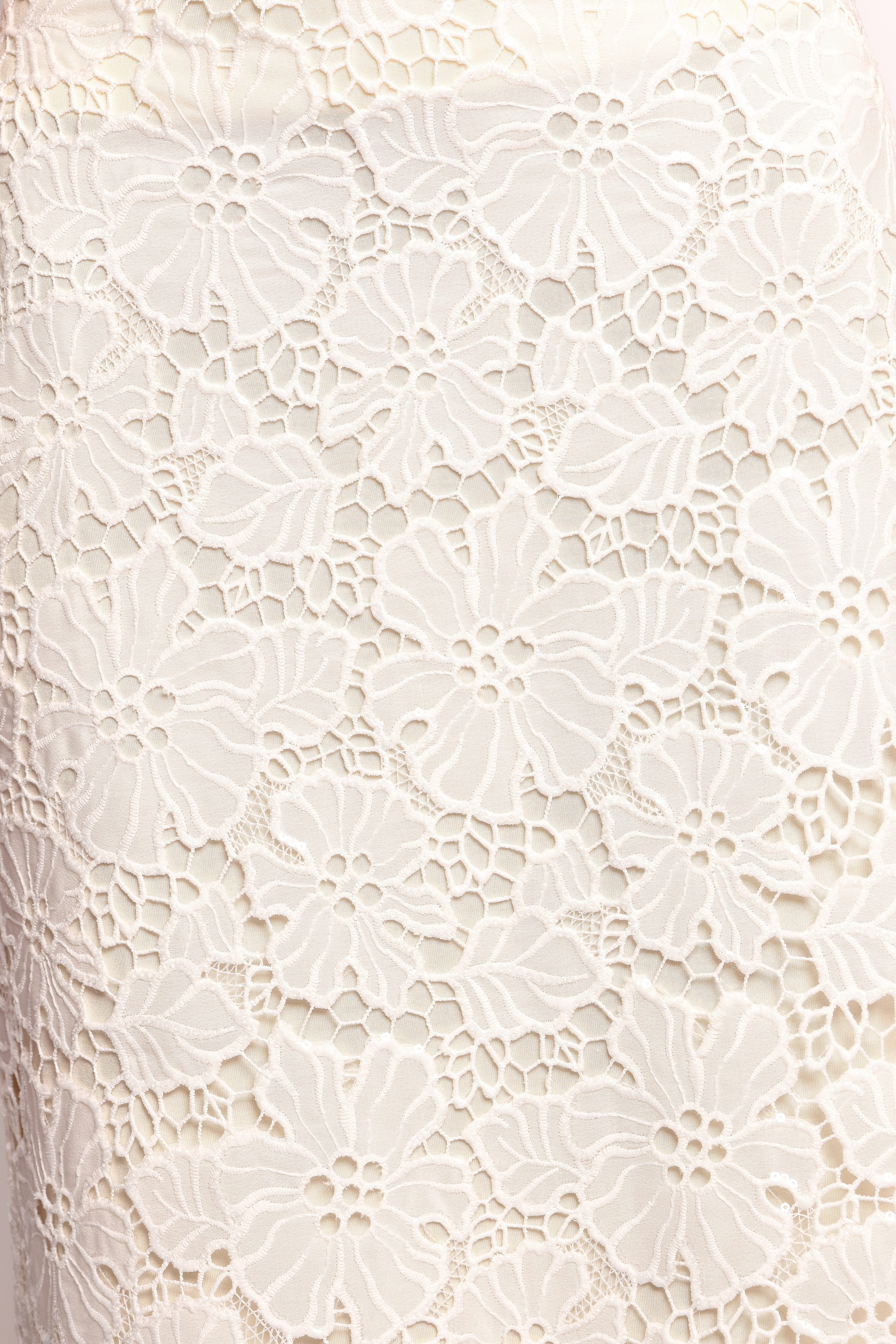 Mika Floral Lace Maxi Skirt - White