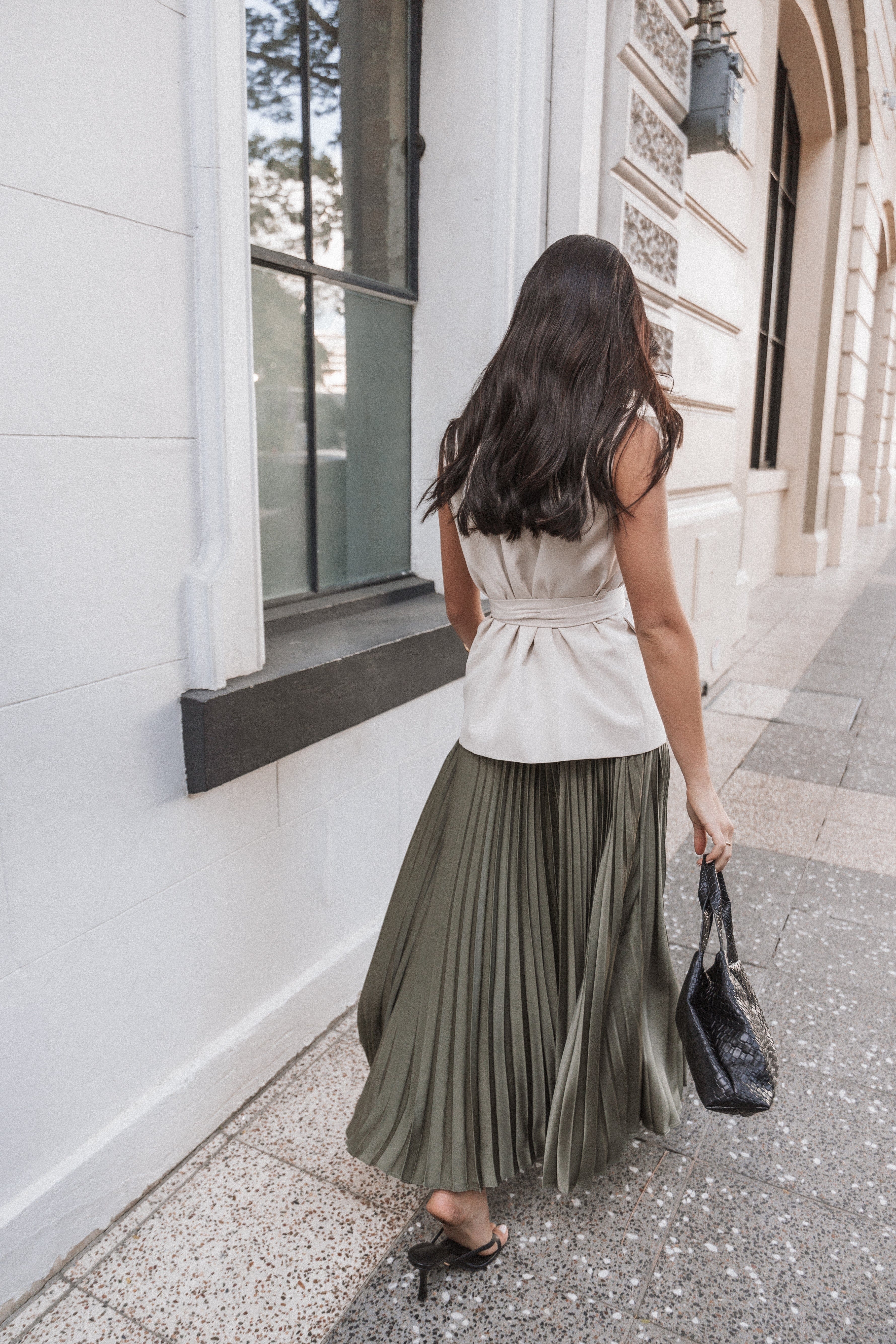Polina Pleated Maxi Skirt - Olive