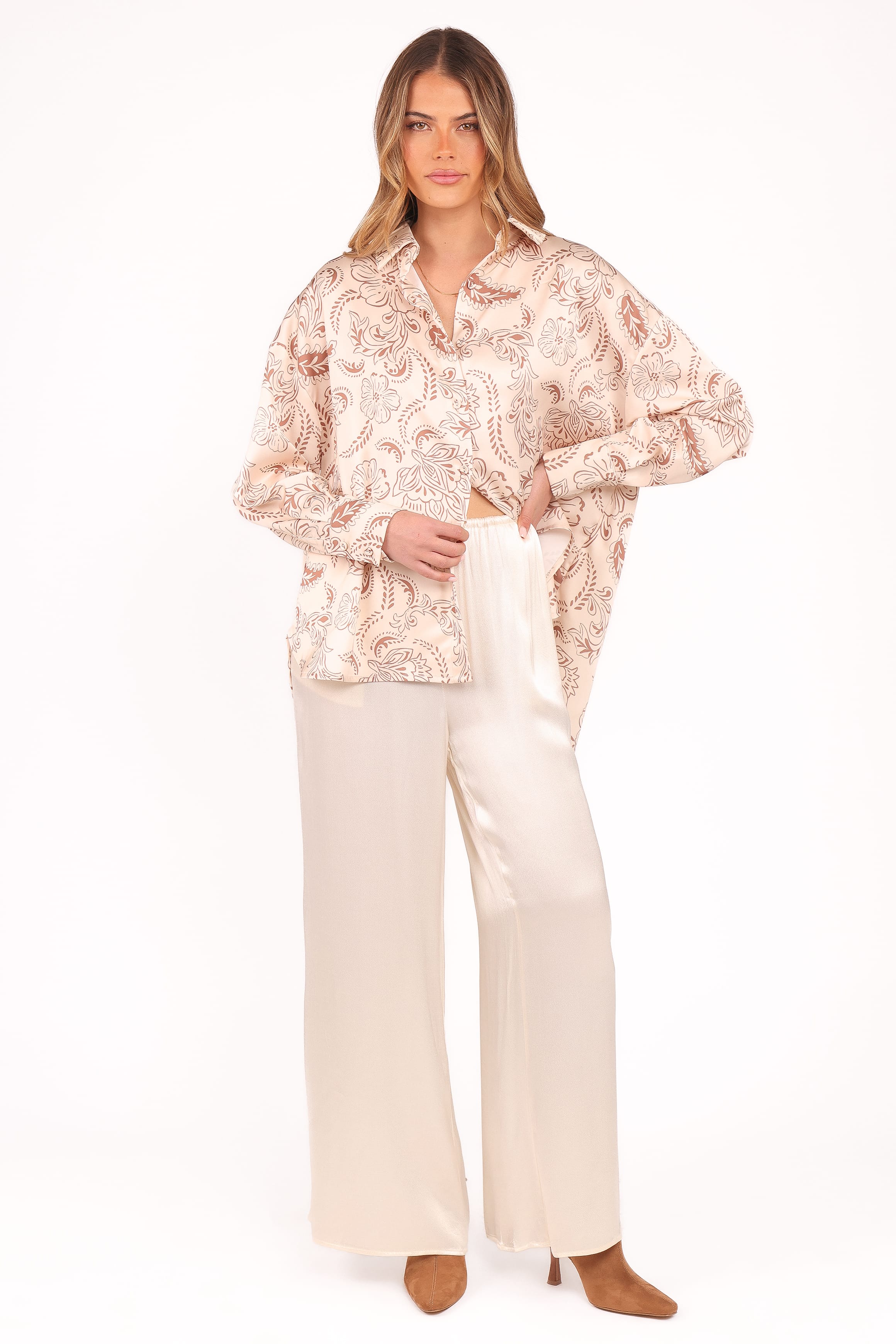 Valia Wide Leg Pant - Cream
