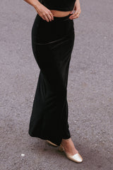 Velman Velvet Maxi Skirt - Black