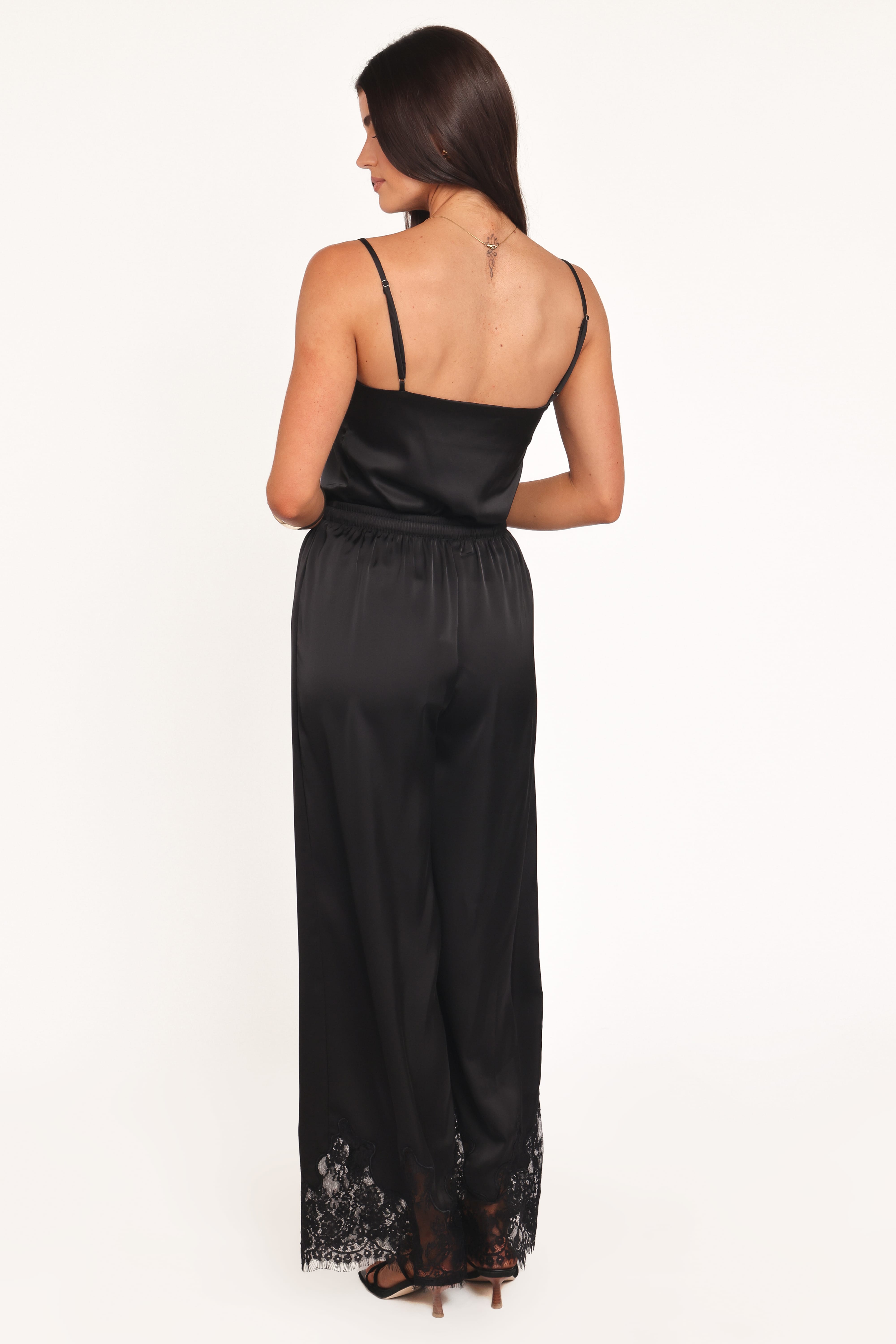 Viola Drawstring Wide Leg Pant - Black