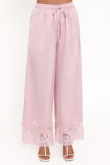 Viola Drawstring Wide Leg Pant - Pale Pink