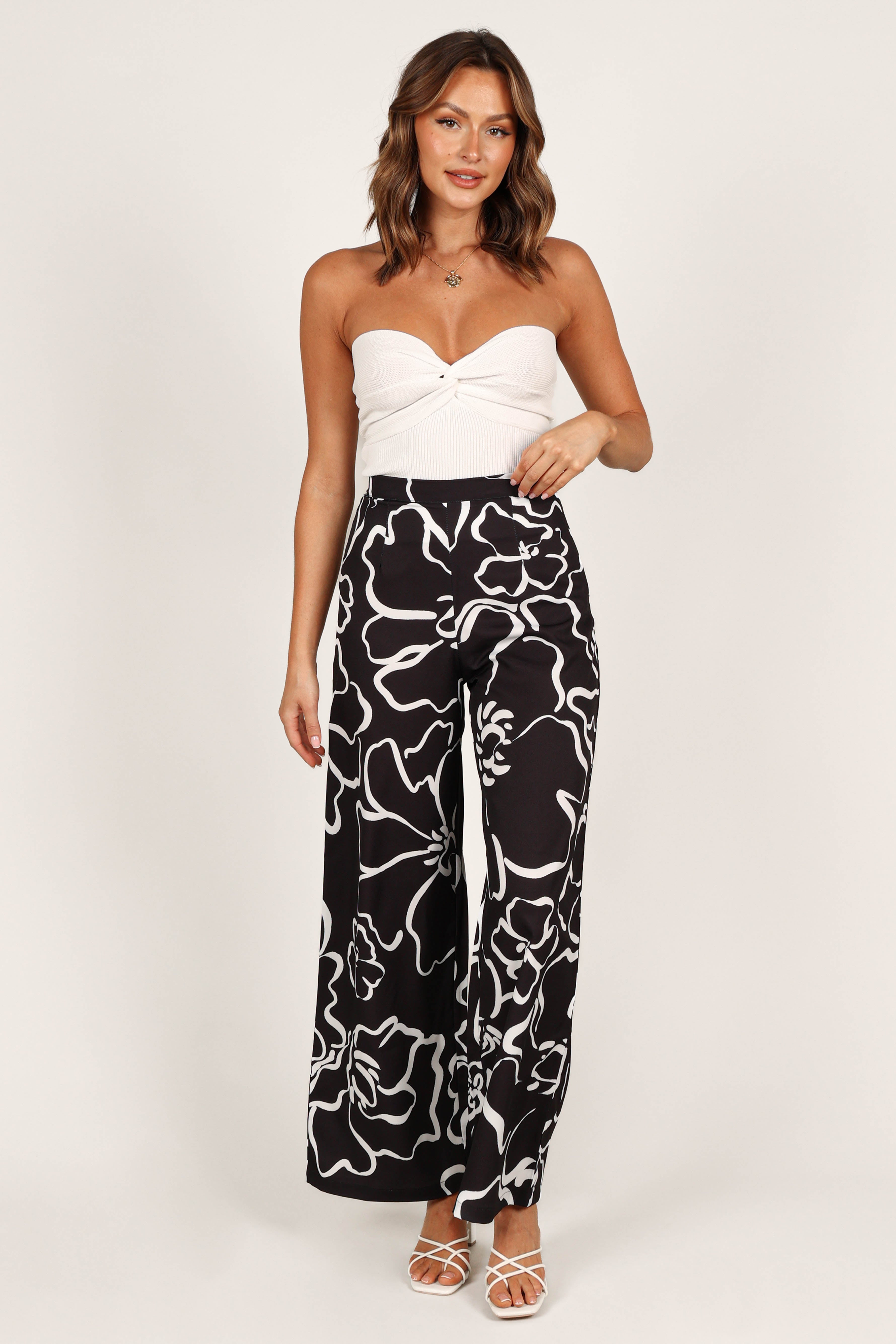 York Pant - White Black Floral