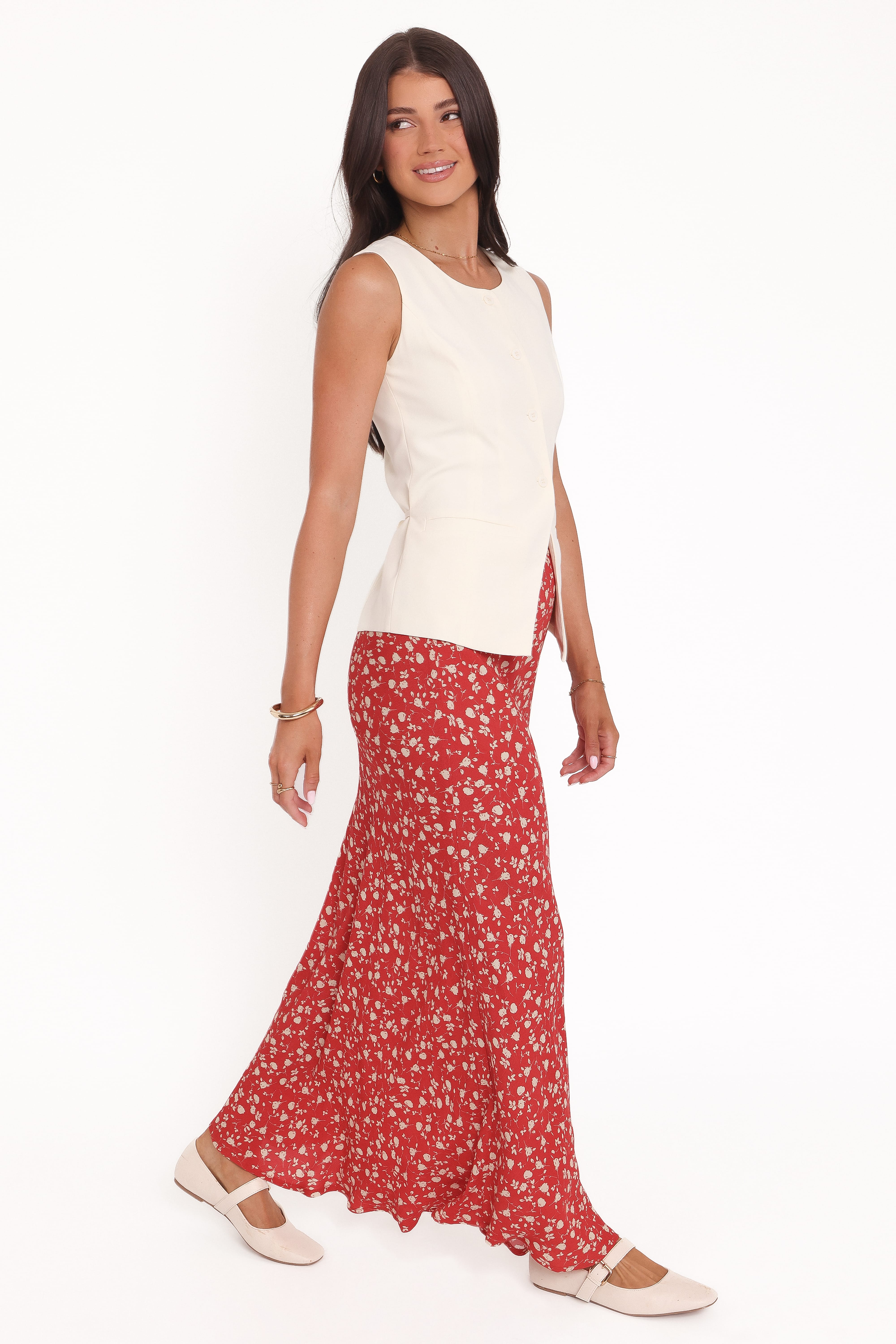 Zoella Maxi Skirt - Red Floral