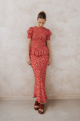 Zoella Maxi Skirt - Red Floral