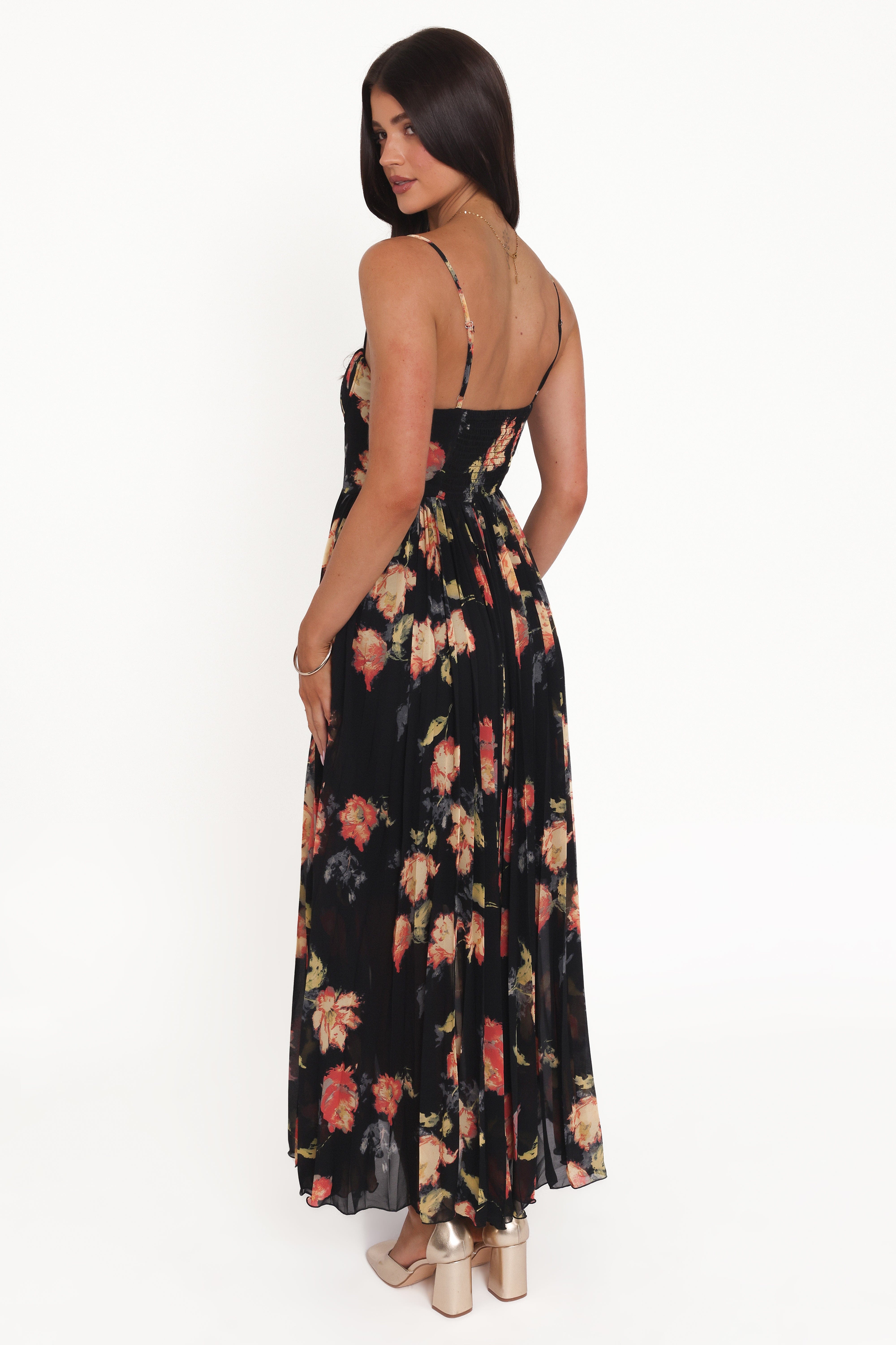 Achanti Pleated Maxi Dress - Black Multi