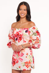 Annette Mini Dress - Orange Floral