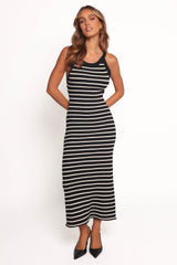 Arabella Knit Dress - Black Beige Stripe