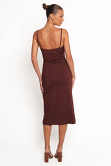 Ashy Midi Dress - Brown