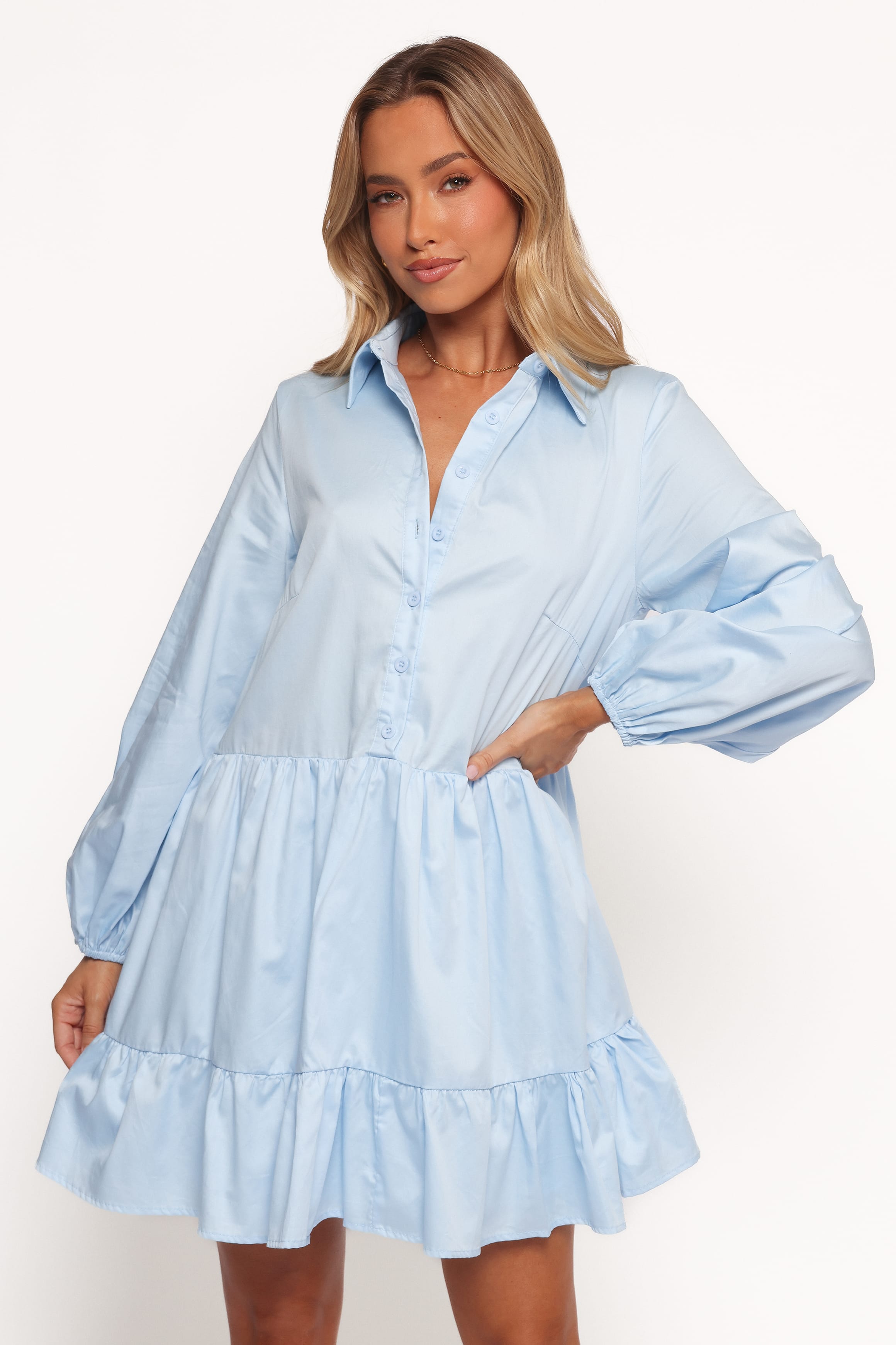 Carlotta Long Sleeve Mini Dress - Blue