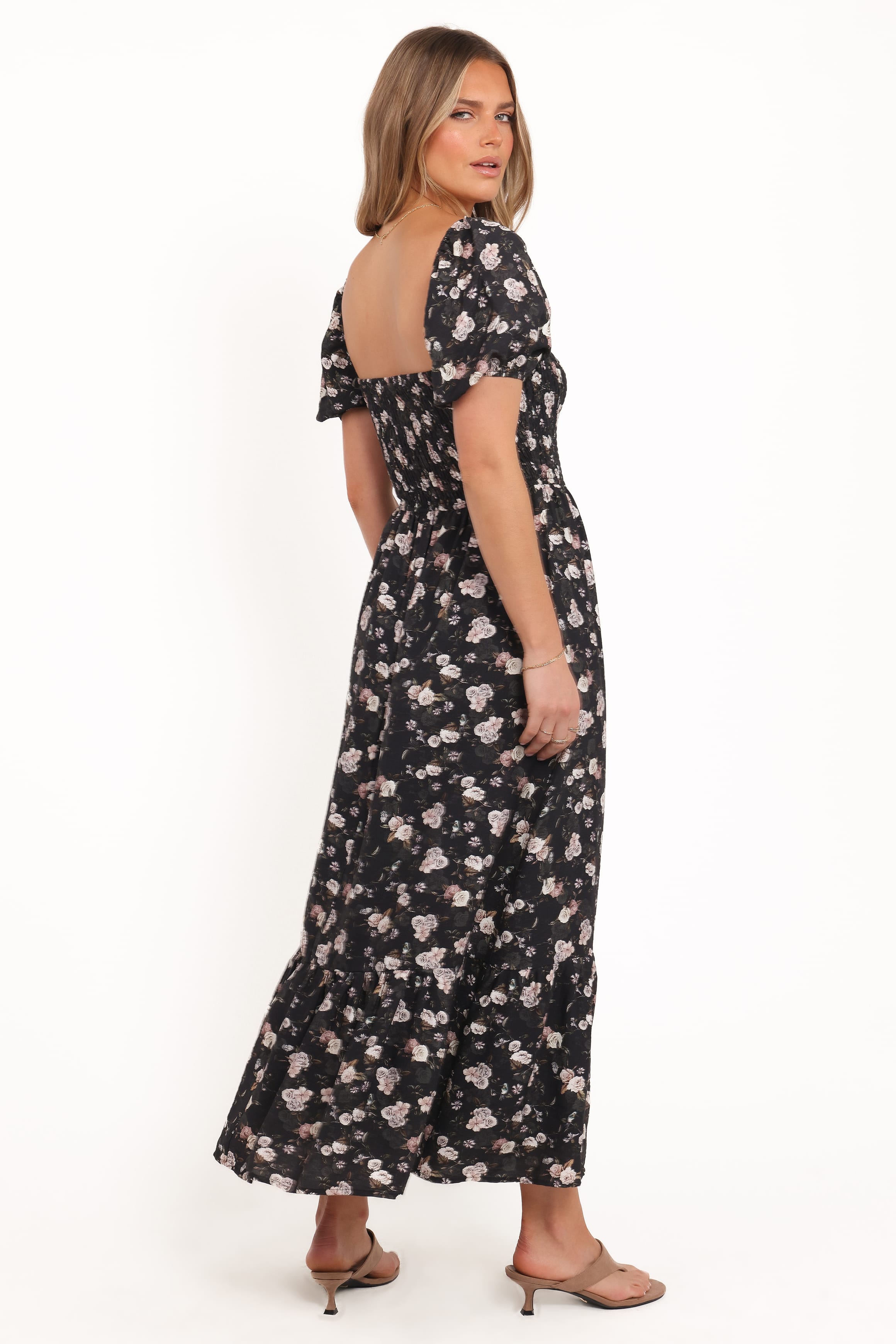 Cecelia Puff Sleeve Maxi Dress - Black Floral
