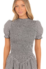 Celine Mini Dress - Black Gingham
