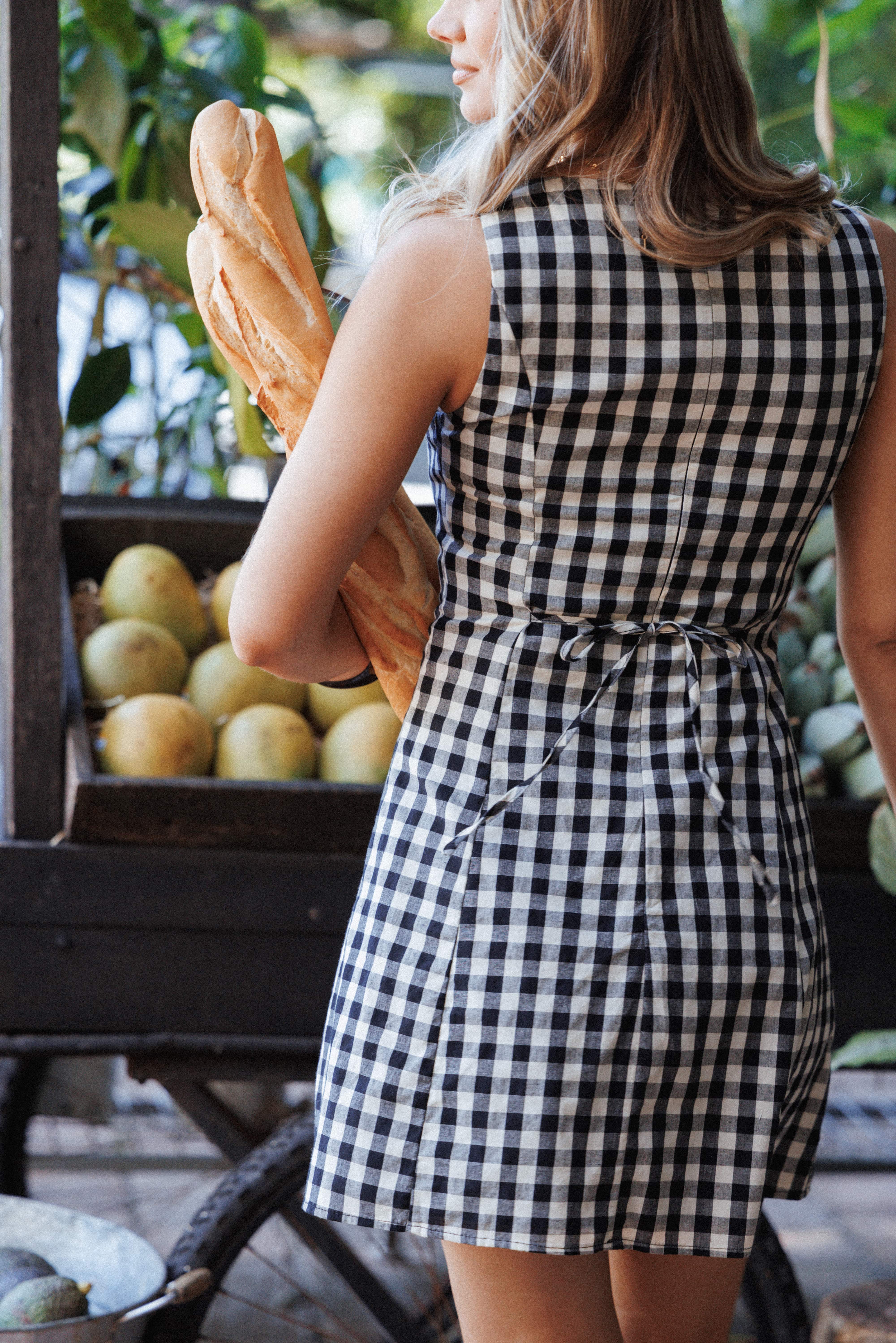 Circe Mini Dress - Black Gingham