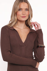 Collins Long Sleeve Midi Dress - Chocolate