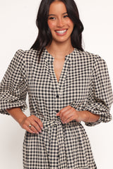 Dixon Maxi Dress - Black Cream Gingham