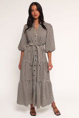 Dixon Maxi Dress - Black Cream Gingham