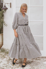 Dixon Maxi Dress - Black Cream Gingham