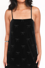 Eileen Mini Dress - Black Velvet