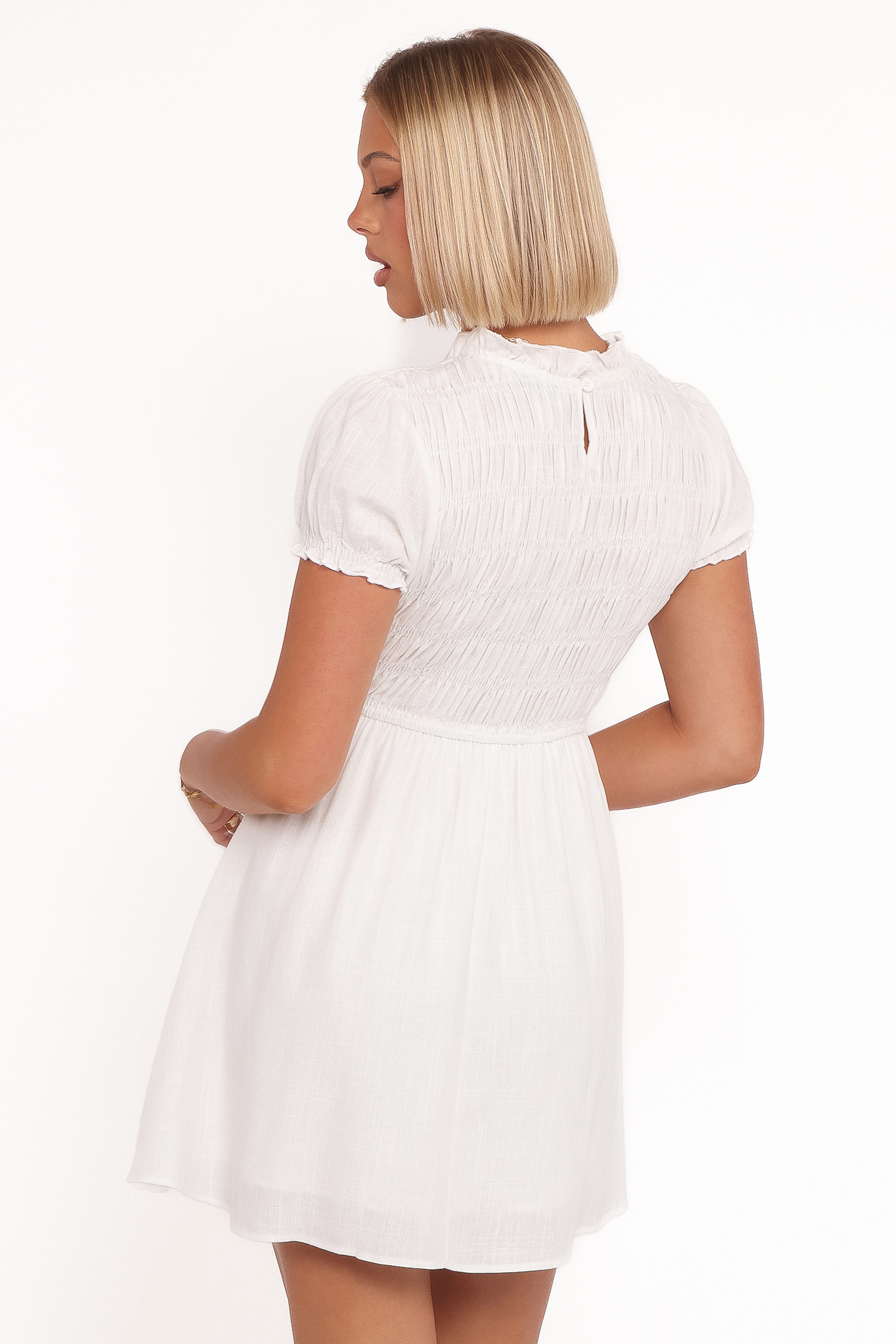 Emari Puff Sleeve Mini Dress - White