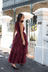 Frances Halterneck Maxi Dress - Wine
