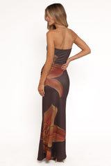 Ginny Strapless Maxi Dress - Brown