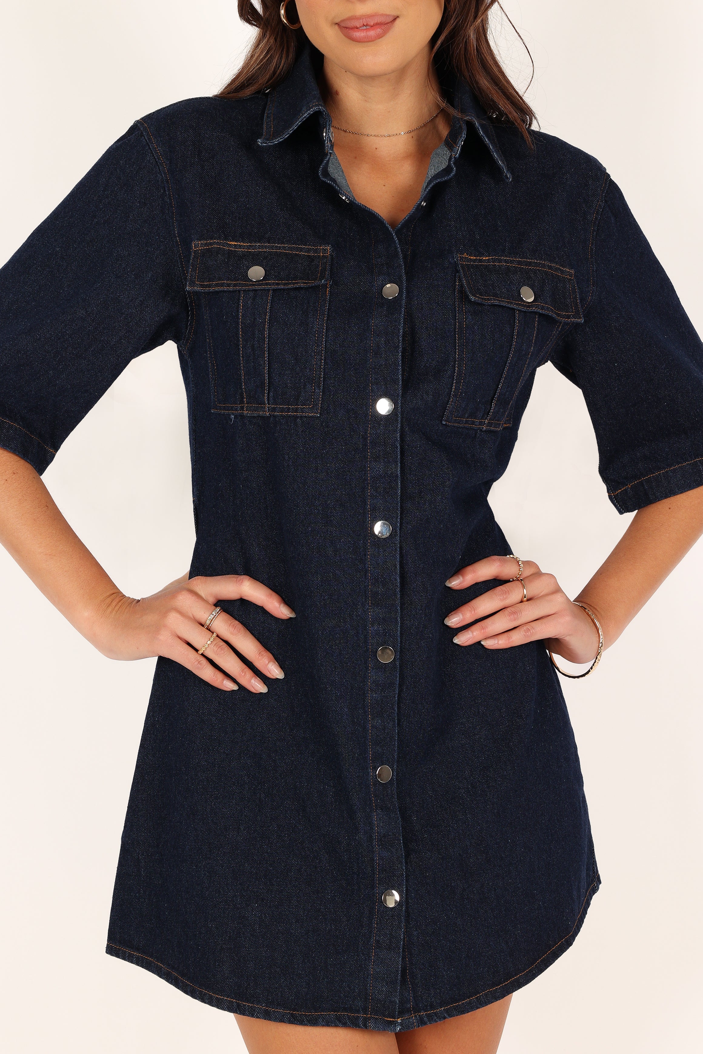 Hailey Denim Mini Dress - Dark Denim