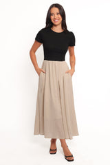 Isolde Midi Dress - Black/Beige