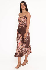 Jamila Midi Dress - Brown Floral