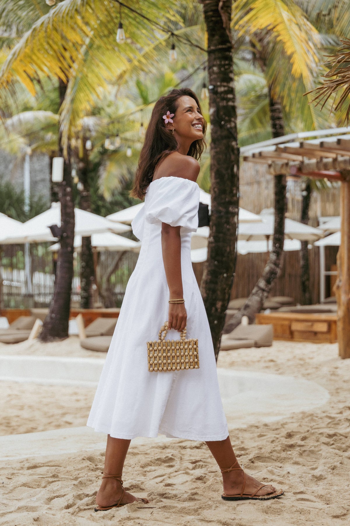 Jensen Off Shoulder Midi Dress - Ivory